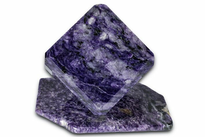 Polished Purple Charoite Cube with Base - Siberia #338361